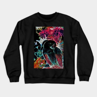 BLACK TROPICAL MACAW PARROT DECO PRINT ART POSTER EXOTIC DESIGN Crewneck Sweatshirt